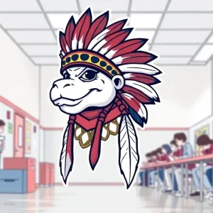 School mascot representing Native American culture at Massapequa