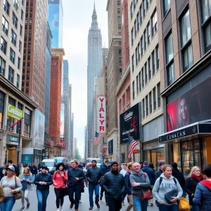 Iconic New York City street showing reduced tourist activity