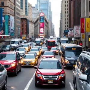 Heavy traffic in NYC streets