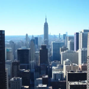 New York City skyline featuring iconic buildings