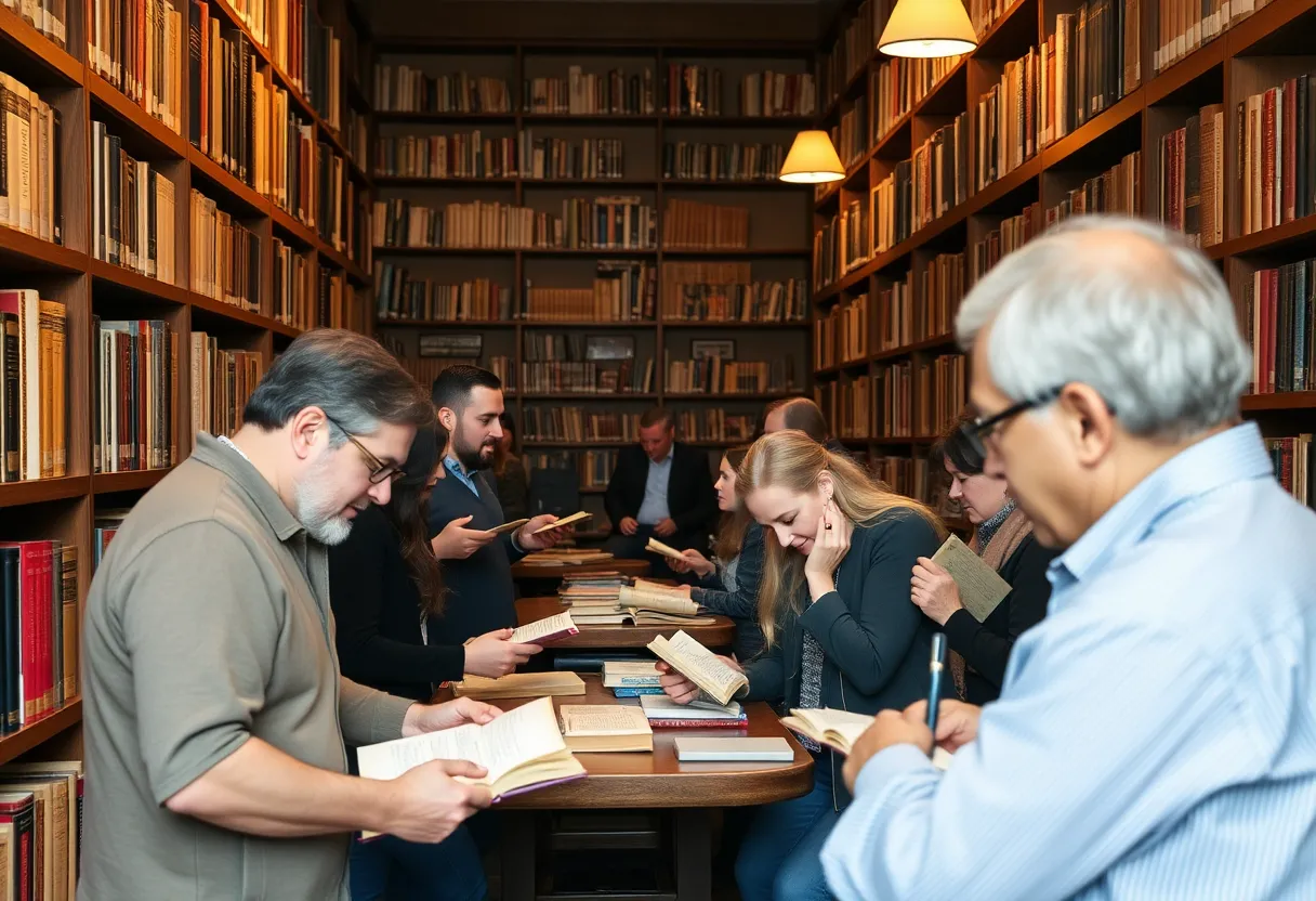 Researchers in the New York Public Library archives