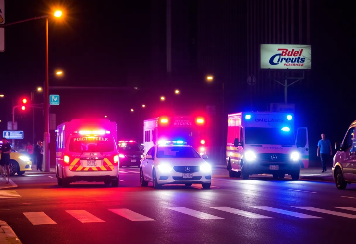 Police vehicles at crash site