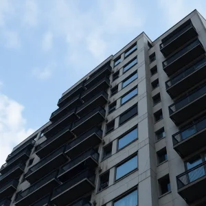 Skyscraper 432 Park Avenue with visible structural damage