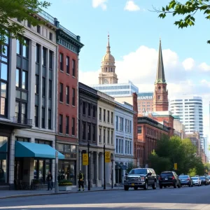 A picturesque view of Albany representing budget and community development.