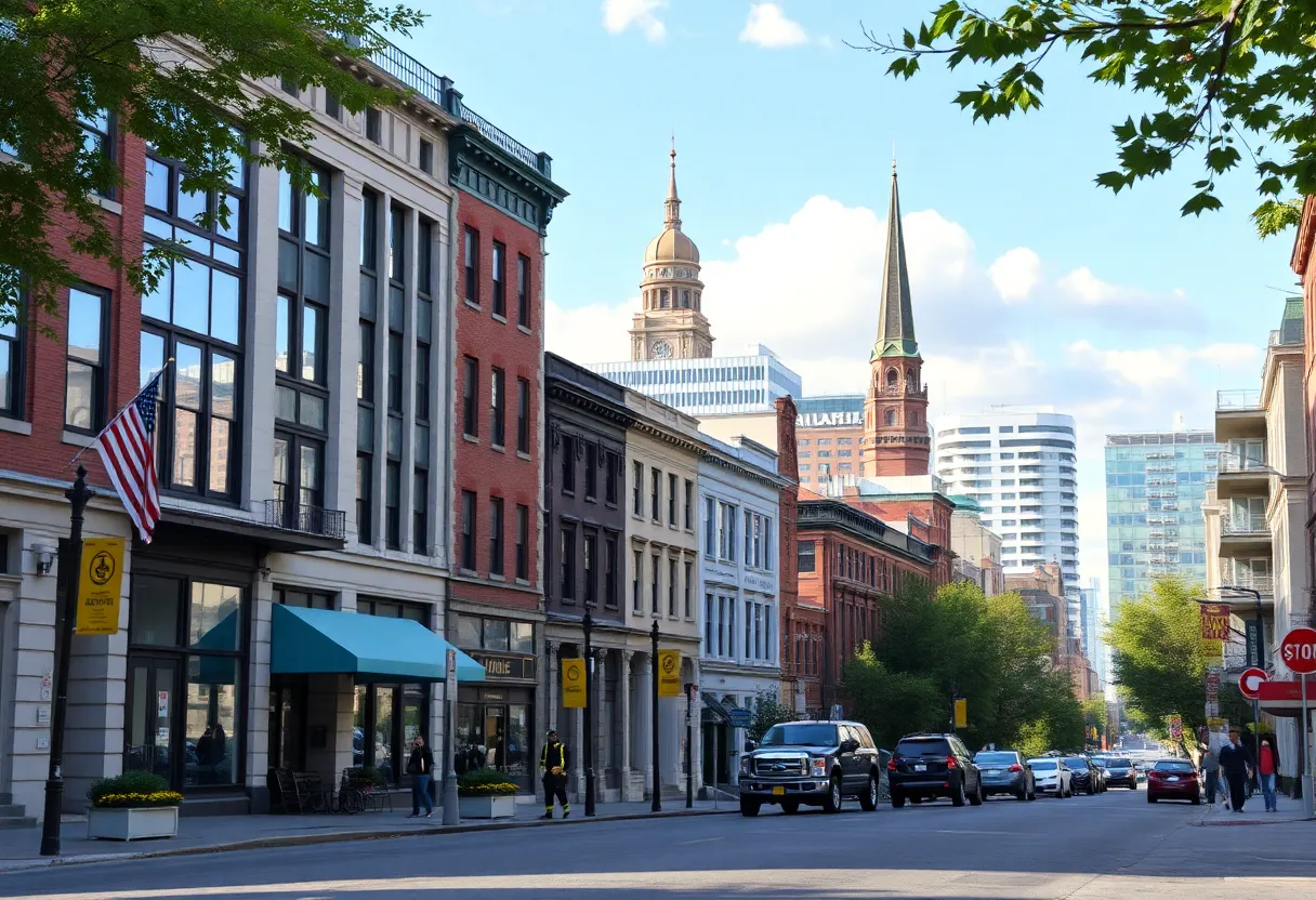 A picturesque view of Albany representing budget and community development.