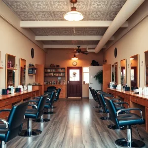 Interior of All About Hair salon with styling equipment