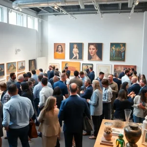 Overview of the Art Business Conference showcasing attendees and art displays