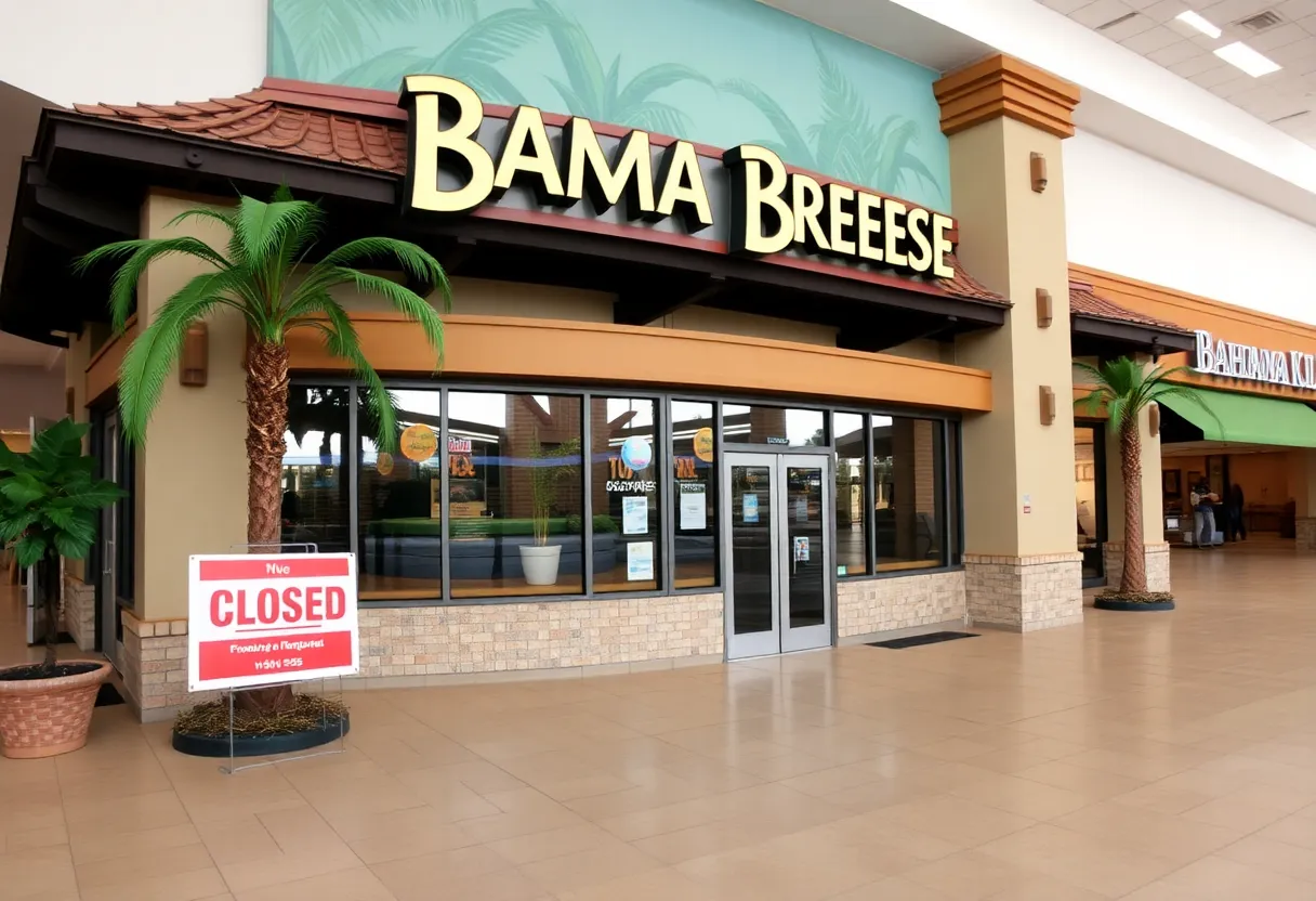 Closed Bahama Breeze restaurant at Smith Haven Mall