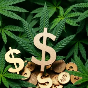 Illustration of cannabis leaves and money, symbolizing tax exemption in the cannabis industry.