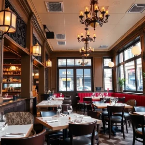 Interior view of Chez Fifi Brasserie with elegant decor