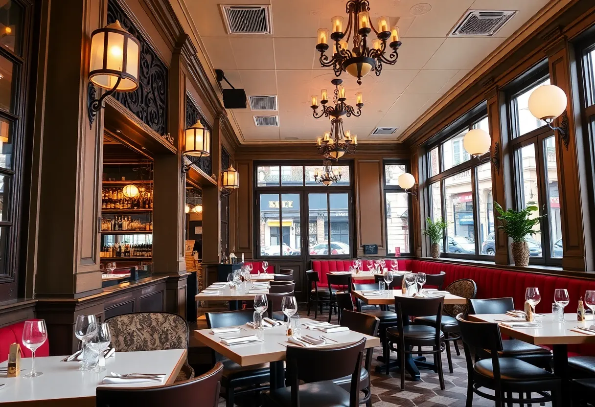 Interior view of Chez Fifi Brasserie with elegant decor