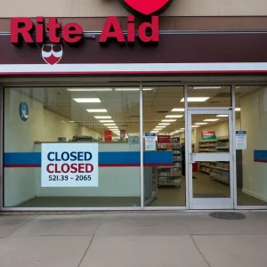 Closed Rite Aid pharmacy storefront