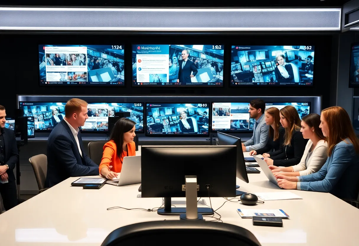 Editors working in a digital newsroom at CNN.