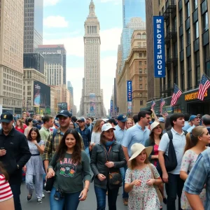 Families in New York City celebrating a holiday before Memorial Day