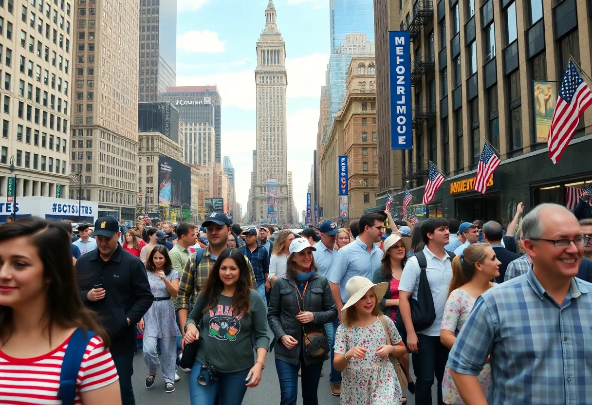 Families in New York City celebrating a holiday before Memorial Day