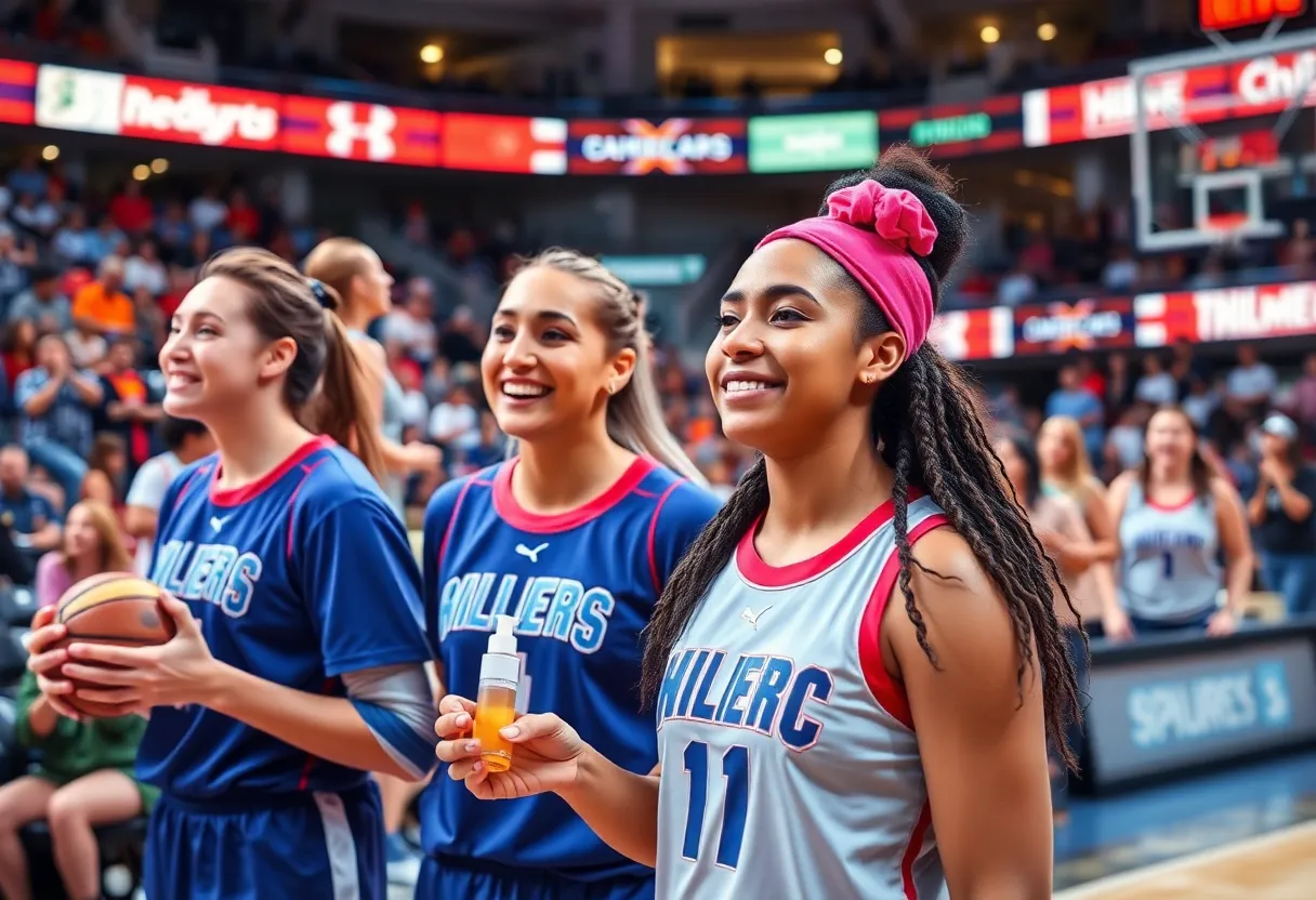 Fenty Beauty branding at a women's basketball game