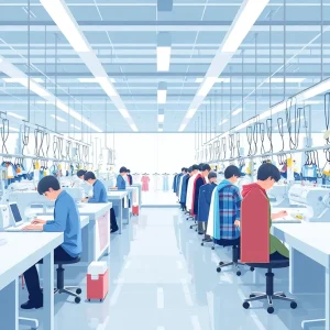 Workers at Ferrara Manufacturing producing quality garments