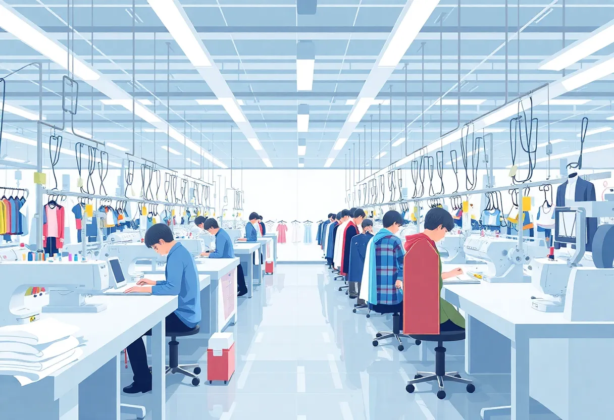 Workers at Ferrara Manufacturing producing quality garments