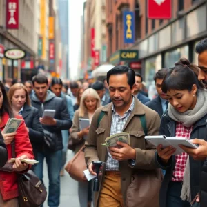 Diverse individuals in NYC engaged in financial planning and budgeting activities.