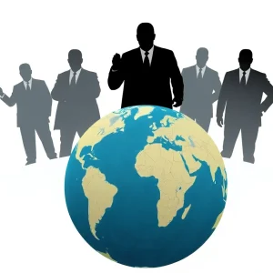 Abstract representation of foreign interference and influence in global politics.