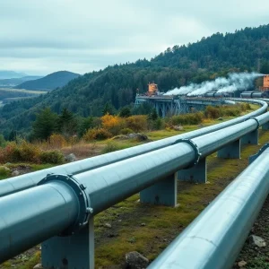 Gas pipelines running through diverse landscapes in New York.