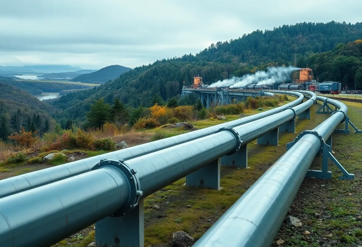 Gas pipelines running through diverse landscapes in New York.