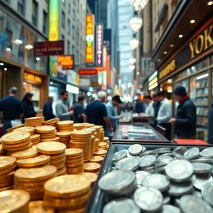 Gold and silver bullion coins in New York City's Diamond District