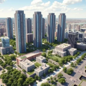 Rendering of new residential towers in Hudson Yards