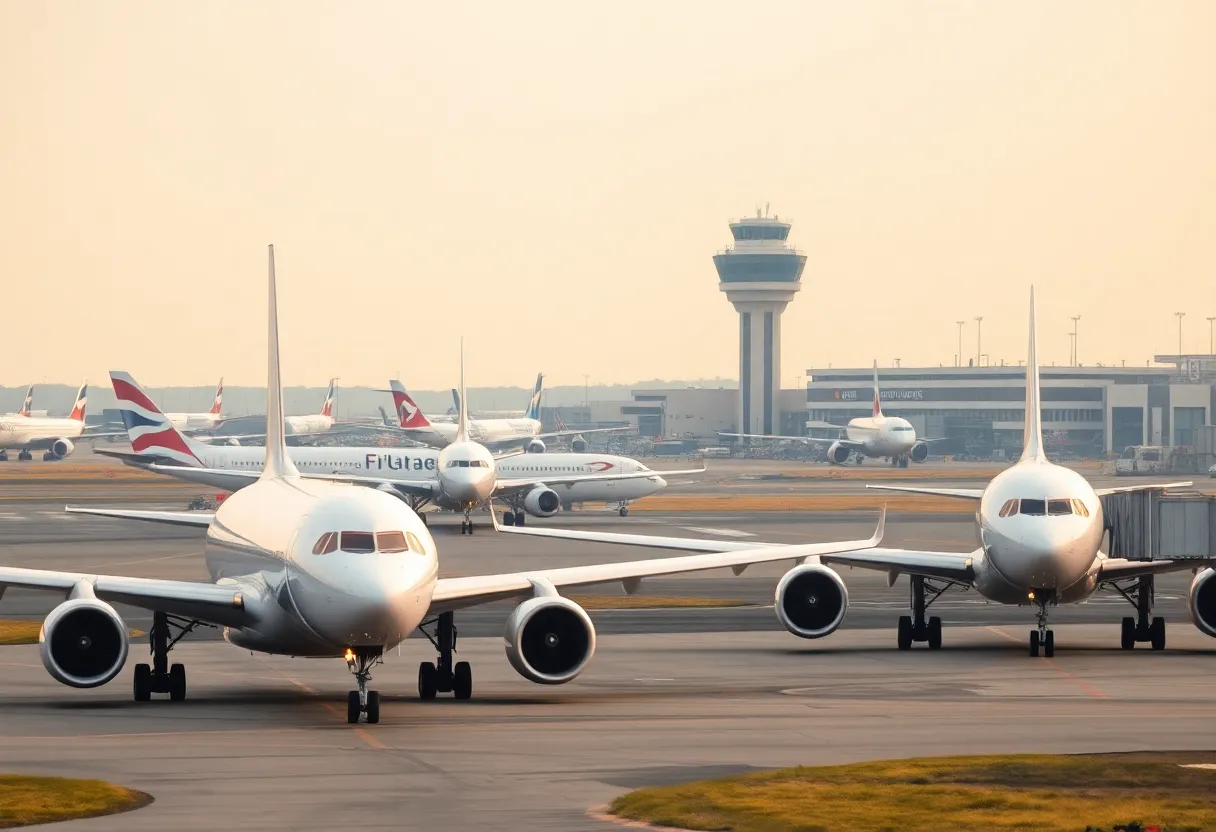 Commercial jets at LaGuardia Airport illustrating safety concerns.