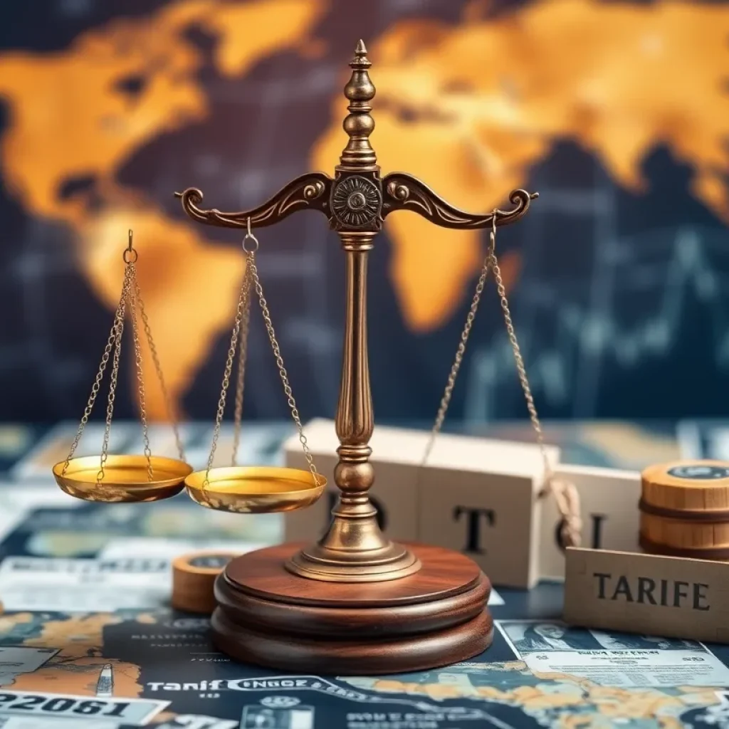 Illustration of trade and legal challenges related to tariffs