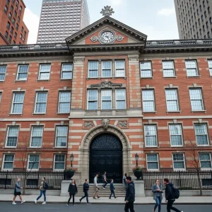 Front view of Léman Manhattan Preparatory School in New York City