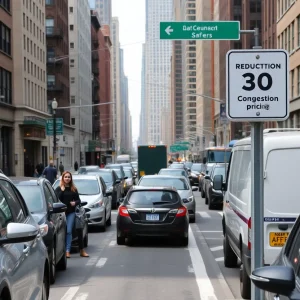 Traffic reduced in Manhattan due to congestion pricing.