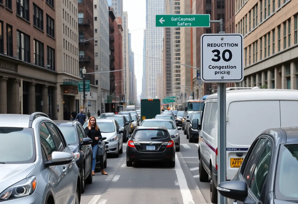 Traffic reduced in Manhattan due to congestion pricing.