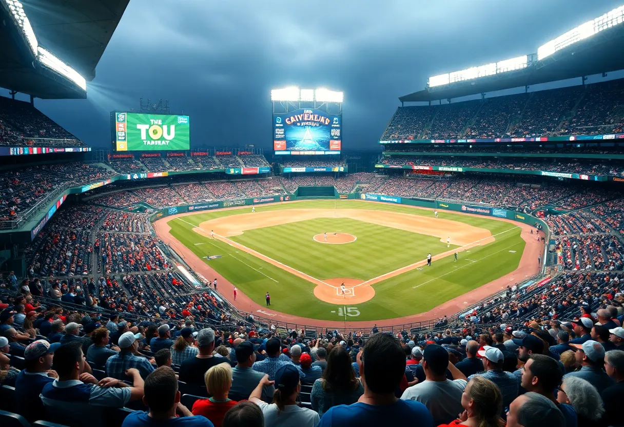 A lively crowd at a Mets baseball game