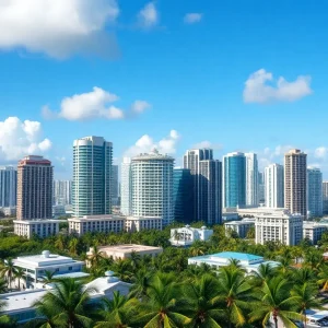 Miami skyline showcasing luxury condos amidst palm trees