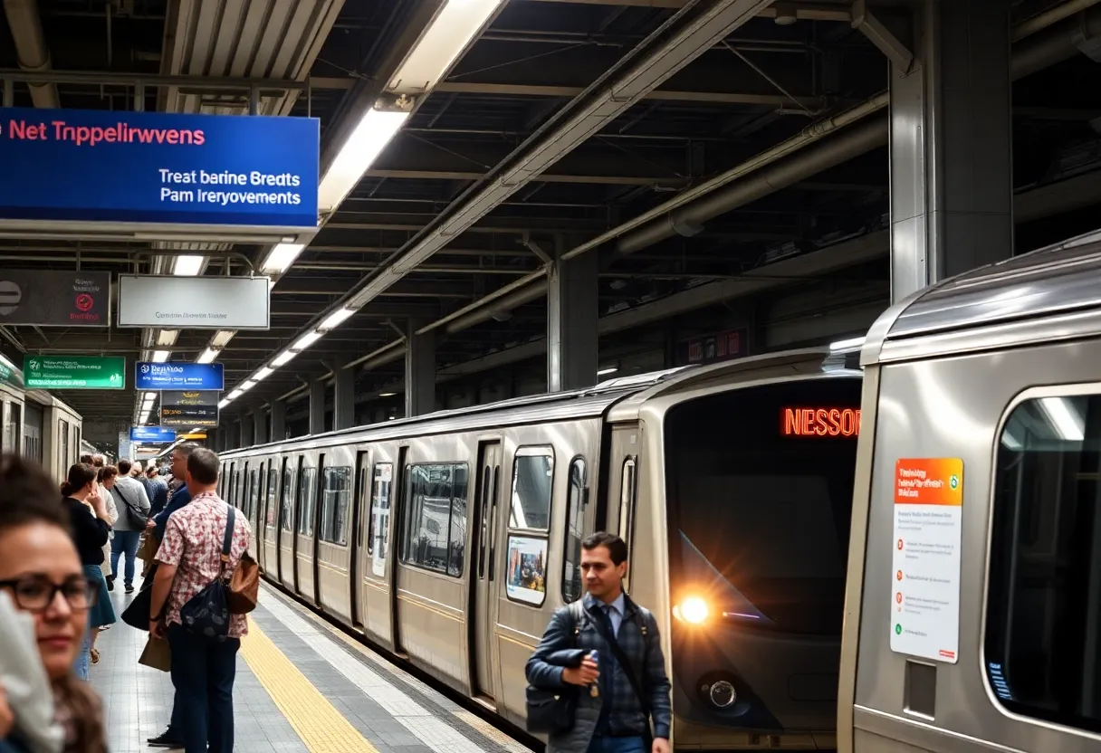 Commuters at a modern subway station in New York City