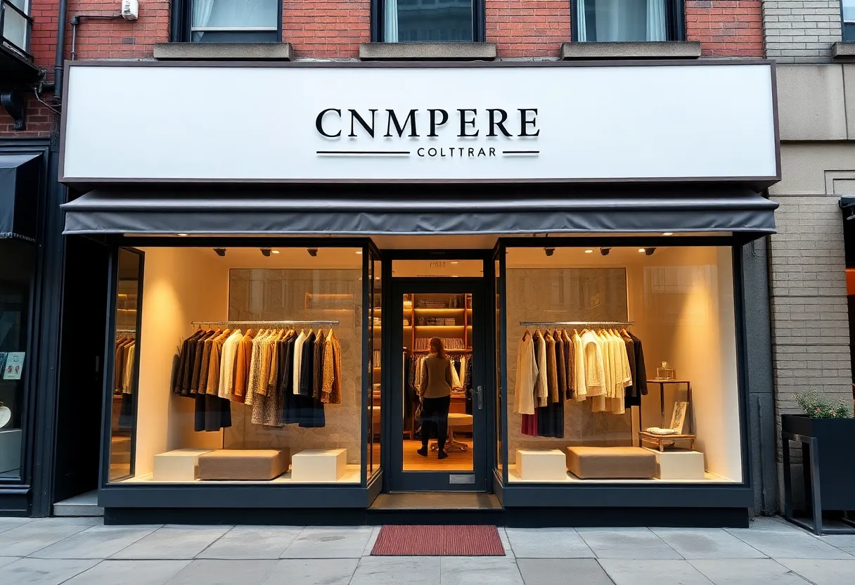 Luxury cashmere clothing storefront in Manhattan's West Village