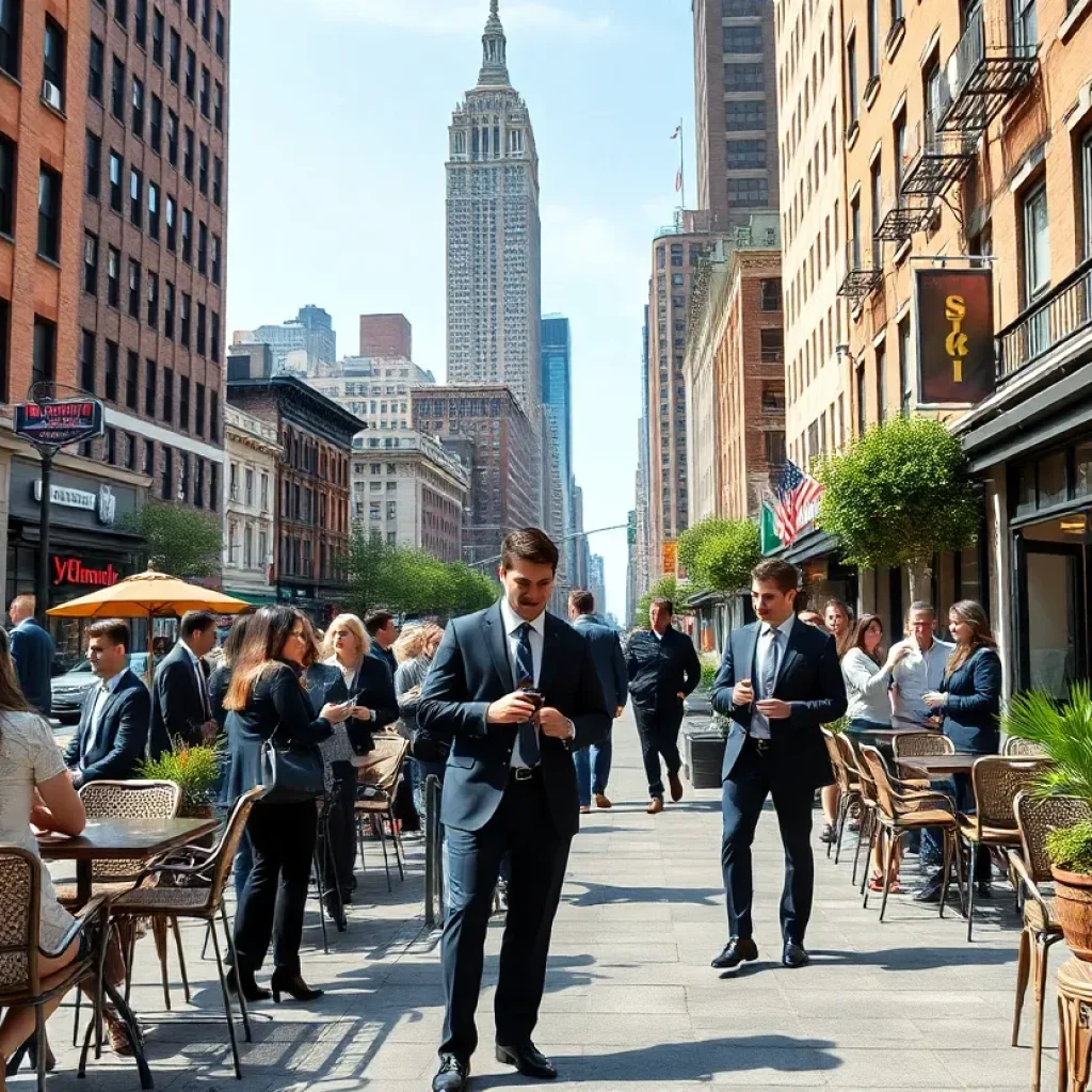 College students networking in New York City