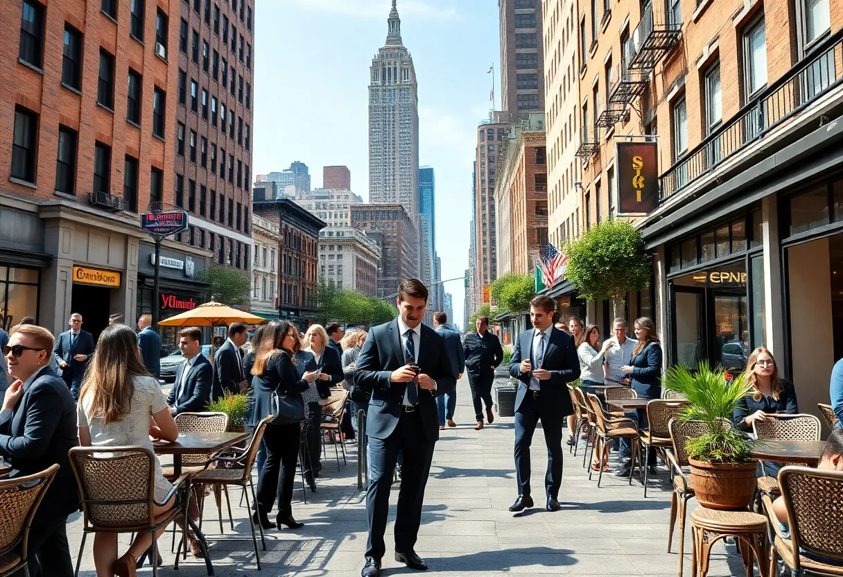 College students networking in New York City