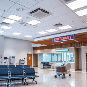 Rendering of a modern hospital emergency department