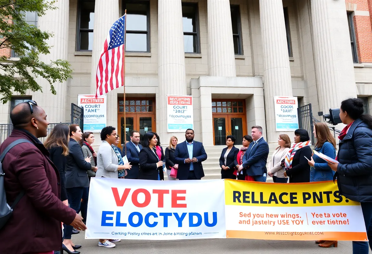 Exterior of a courthouse representing local governance in New York.