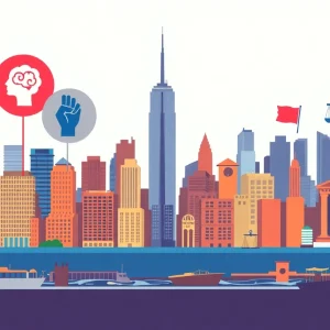 Illustration showcasing New York budget reforms in mental health and education