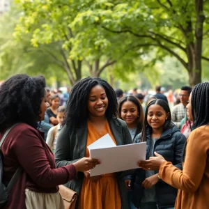 Families in New York celebrating financial assistance