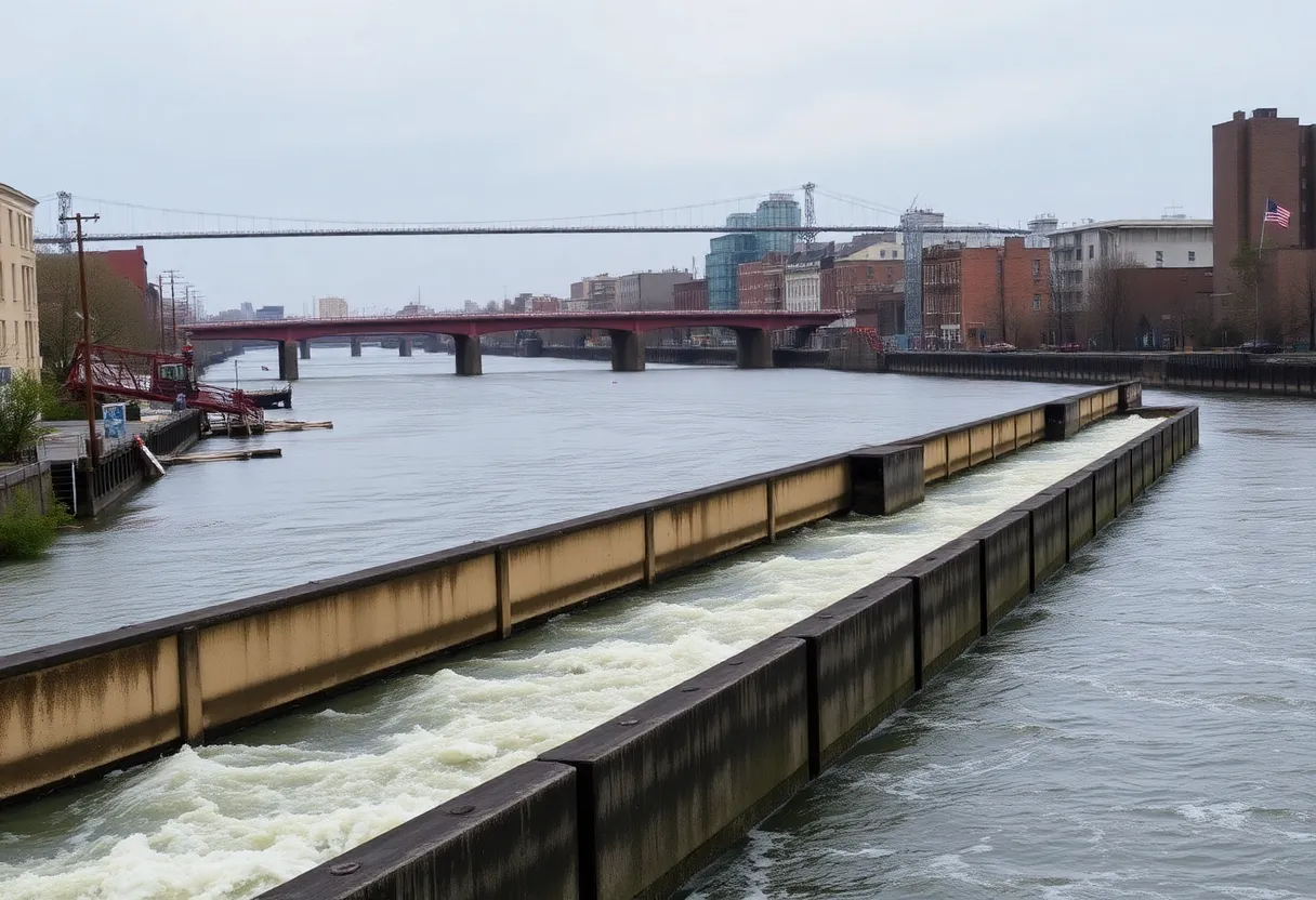 Damaged section of the New York Canal due to storms