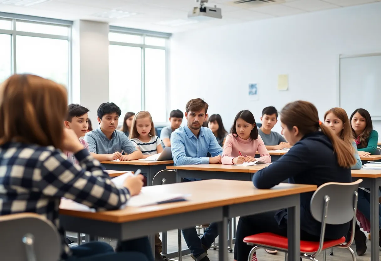 Classroom without cellphones, promoting focused learning