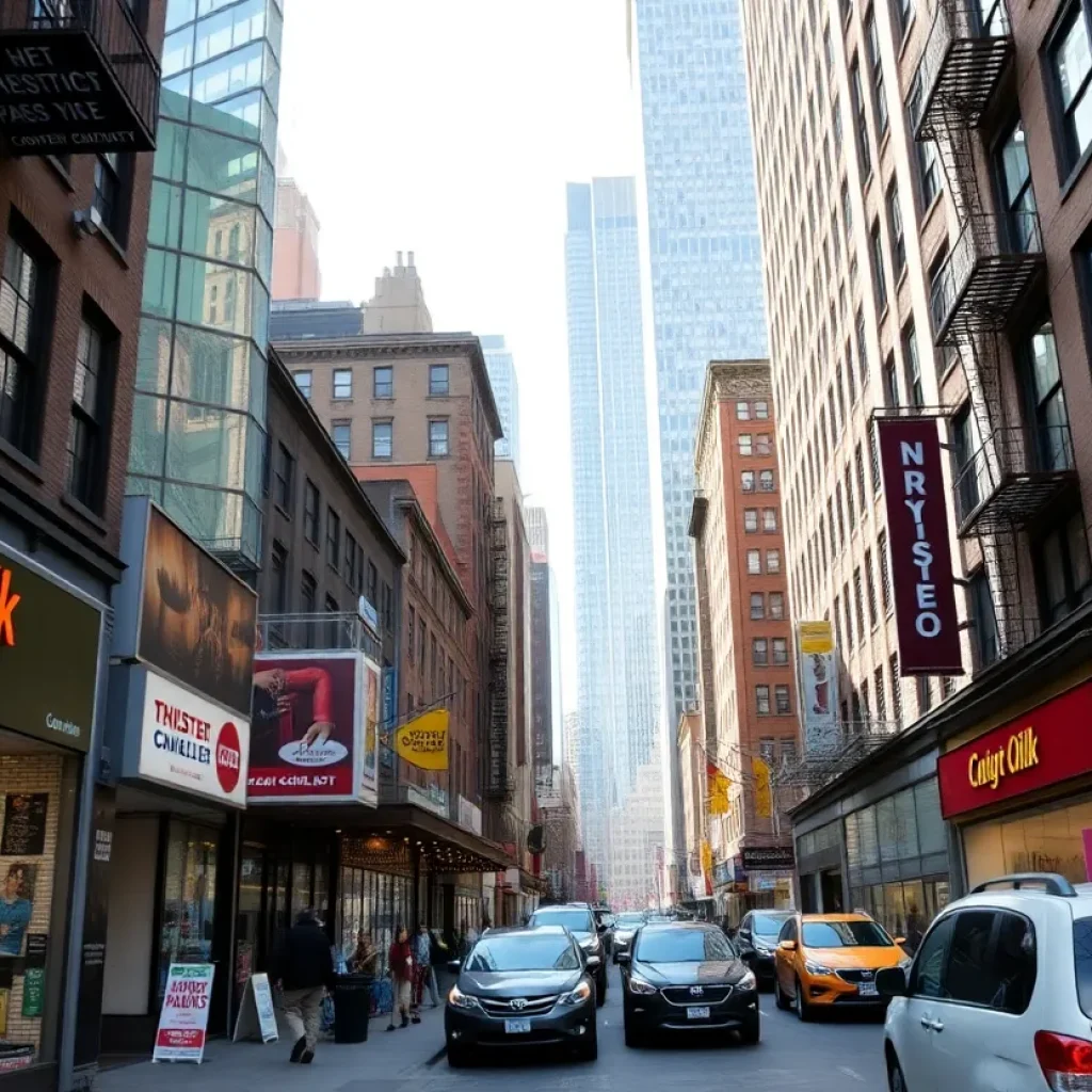 A mix of small businesses and large corporate offices in New York City