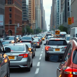 Traffic congestion in New York City highlighting urban transit issues