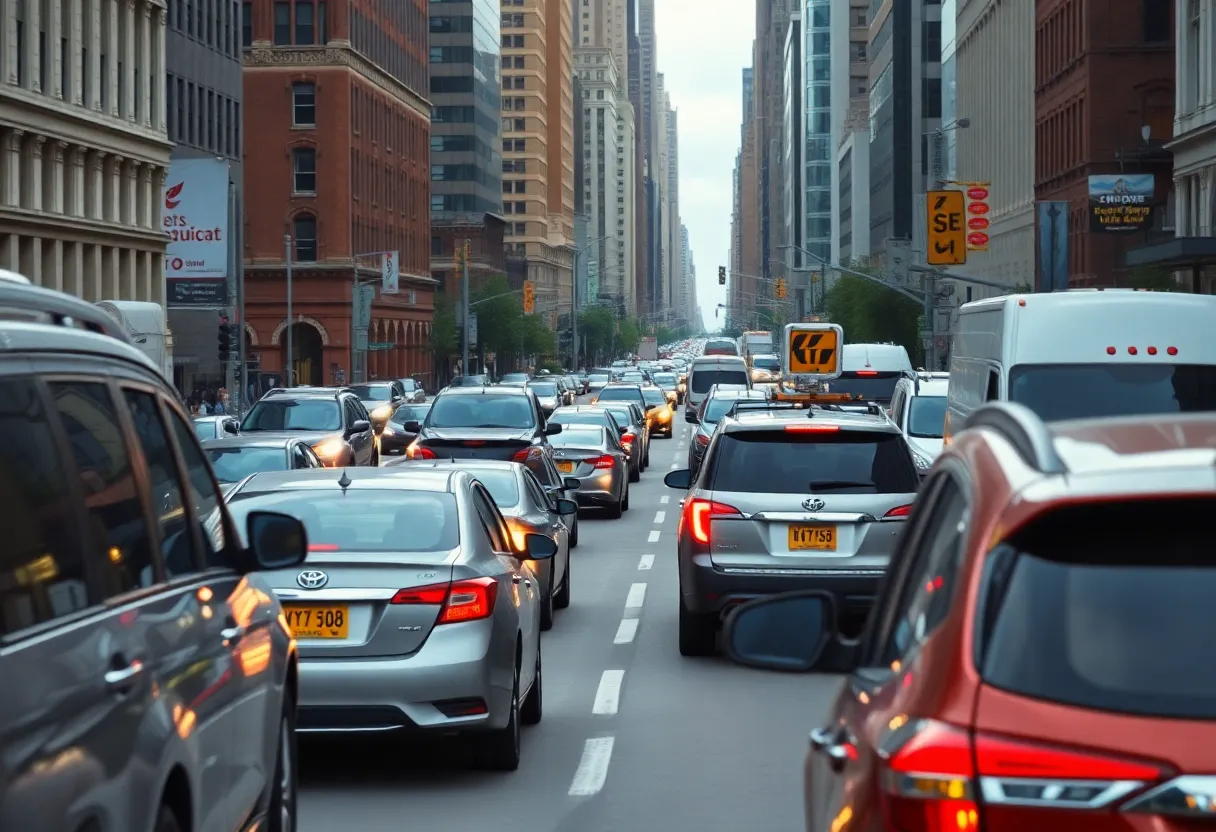 Traffic congestion in New York City highlighting urban transit issues