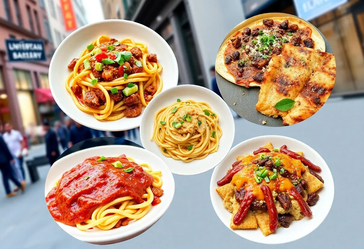 Collage of dishes from new restaurants in New York City