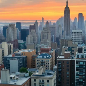 Cityscape of New York City highlighting real estate developments